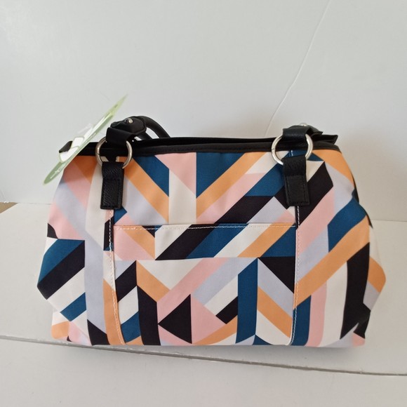 Lily Bloom Satchel Bag Purse Shoulder Large Geometric Womens NWT - Picture 4 of 10